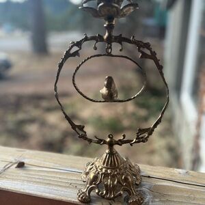 Vintage Brass Swinging Bird Candle Holder 13 1/2” tall.  Delightful.